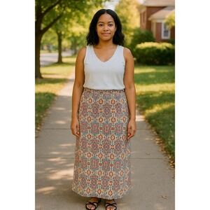 Jane Norman London Women 16 Bohemian Hippie  Festive Maxi Pink Skirt Psychedelic